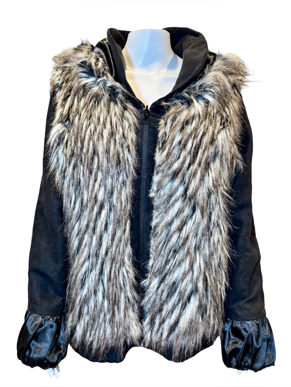 NEW! Kaktus Faux Fur Jacket Coat XL Reversible 25 inch Length NWT